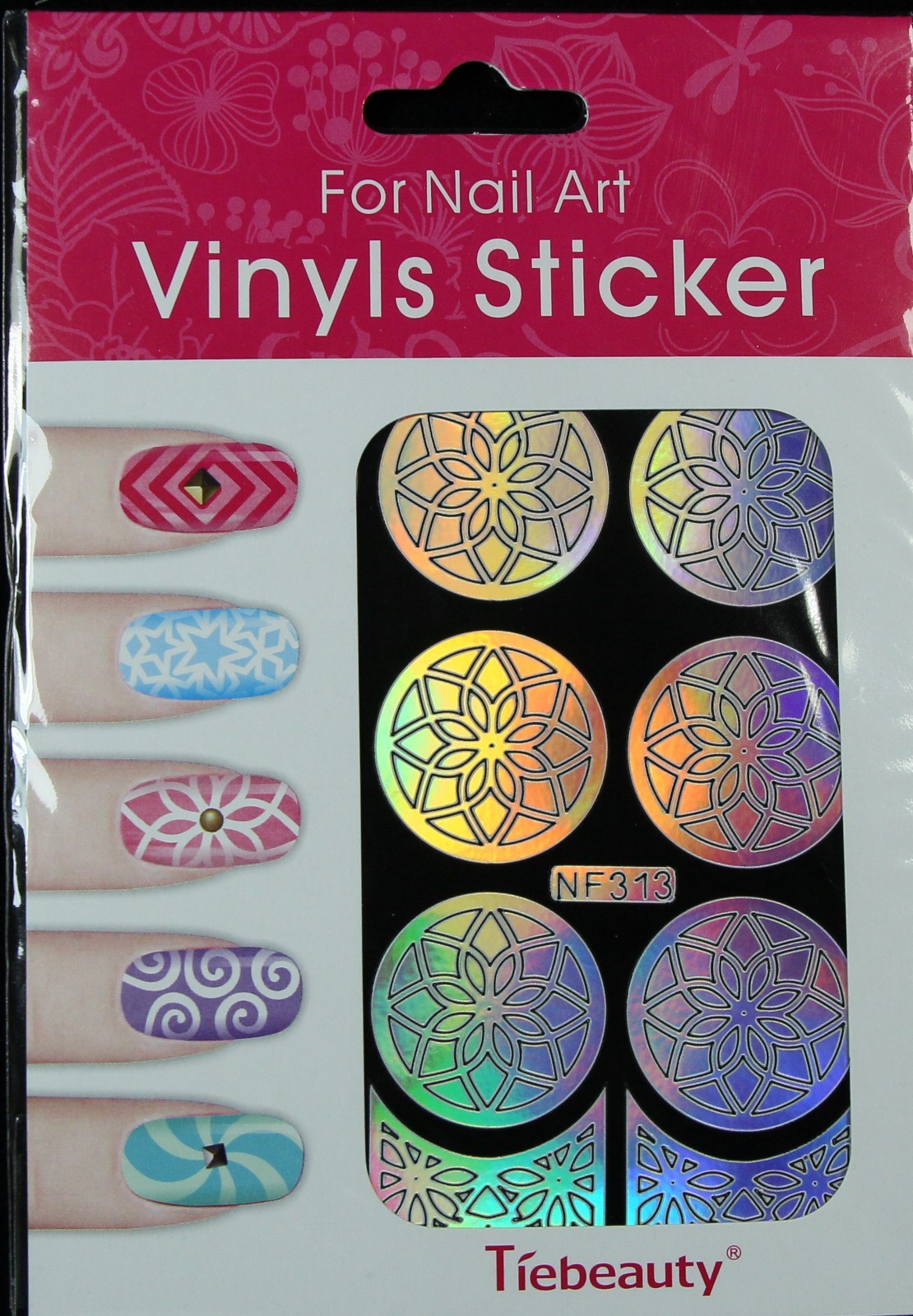 NF Nail art vinyl stencil stickers Manicure Holographic Decals hollow vinyls