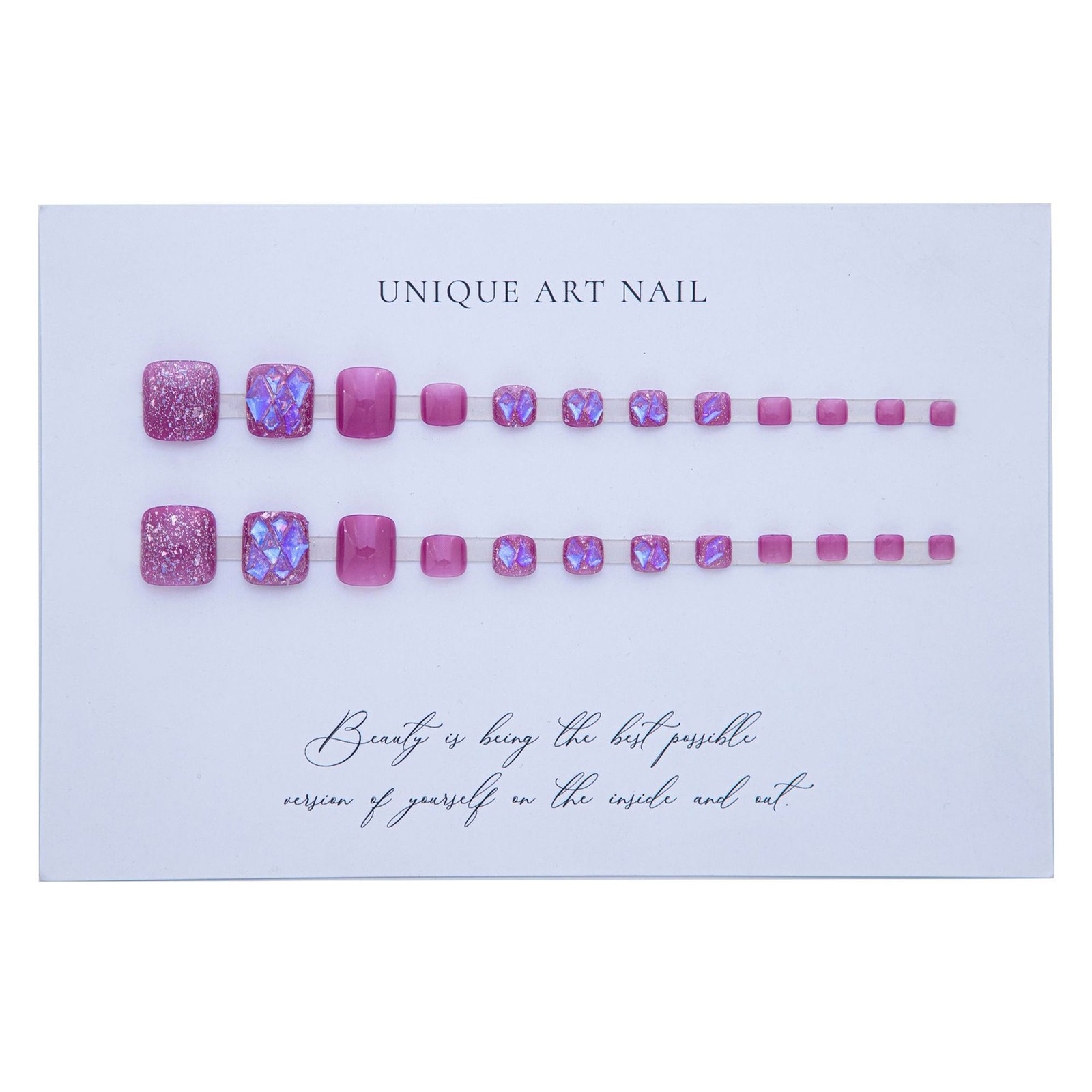 Full Rhinestone Press-on Toe Nail,Purple Square Glitters Toenail,Shiny Toenail