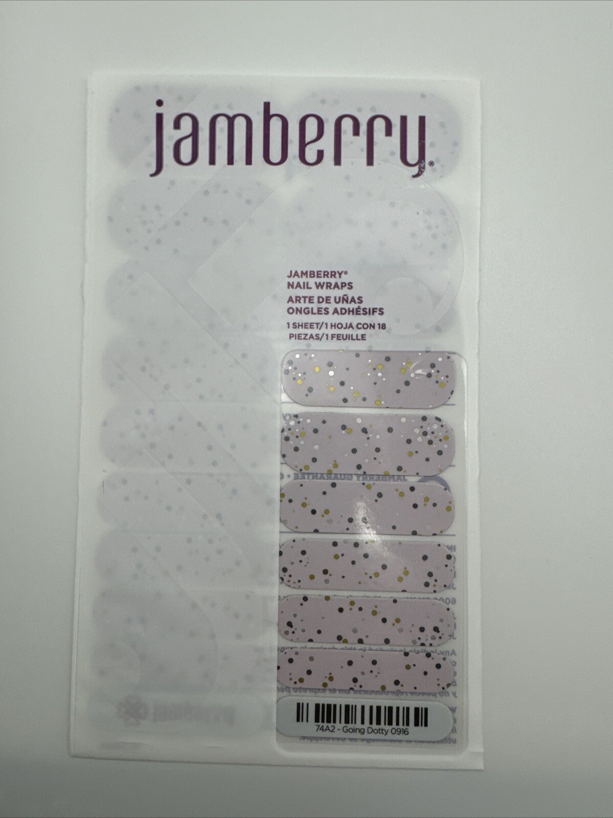 Jamberry Nail Wraps Going Dotty Full Sheet (polka Dots/metallic/matte/pink)