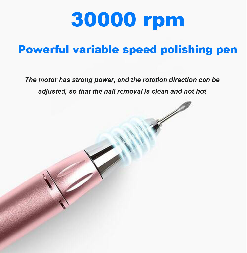 3000rpm Nail Polishing Machine Nail Vacuum Cleaner with 360° LED Light 110/240V