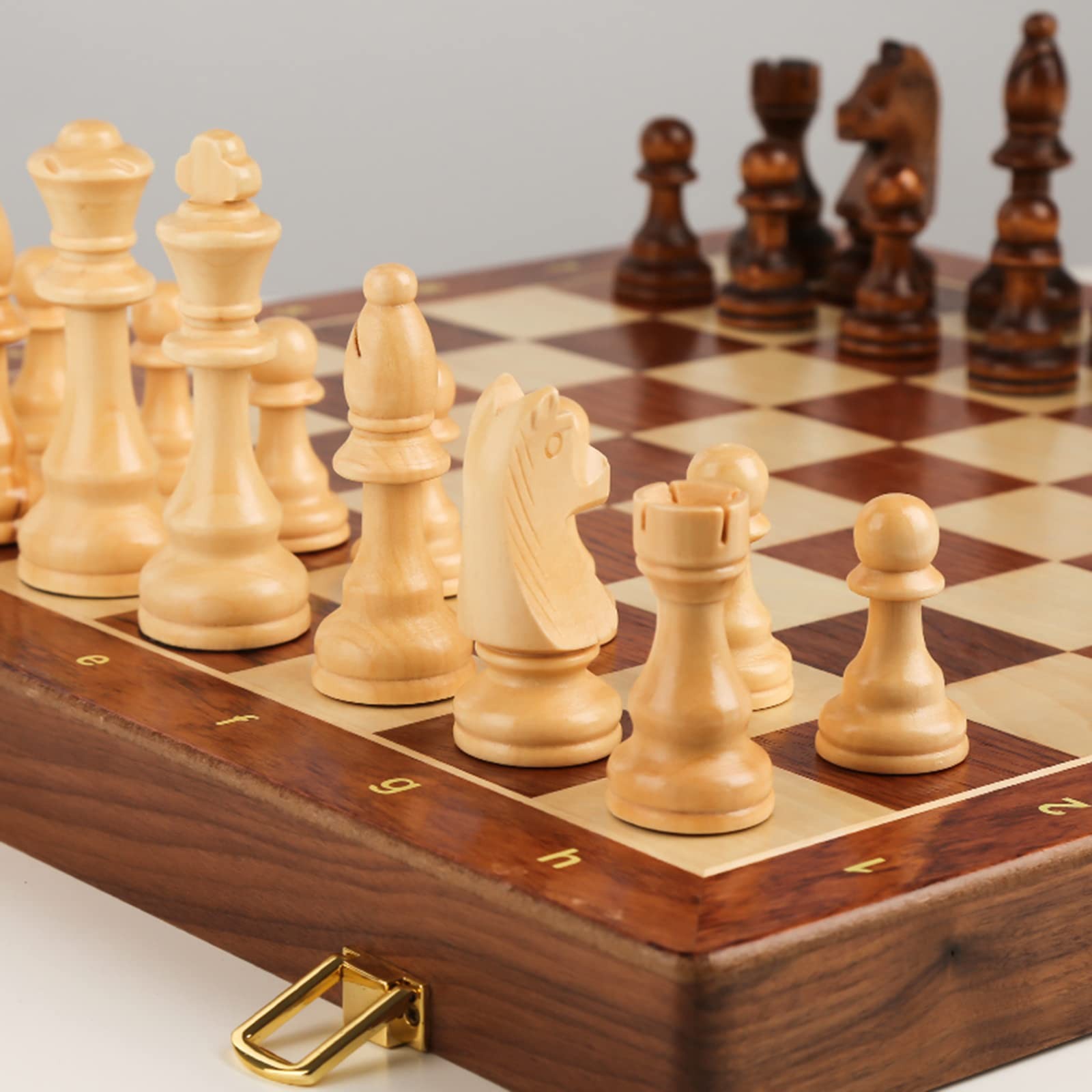 15” Walnut Chess Set with Storage Board for Adults & 15 inches, Brown