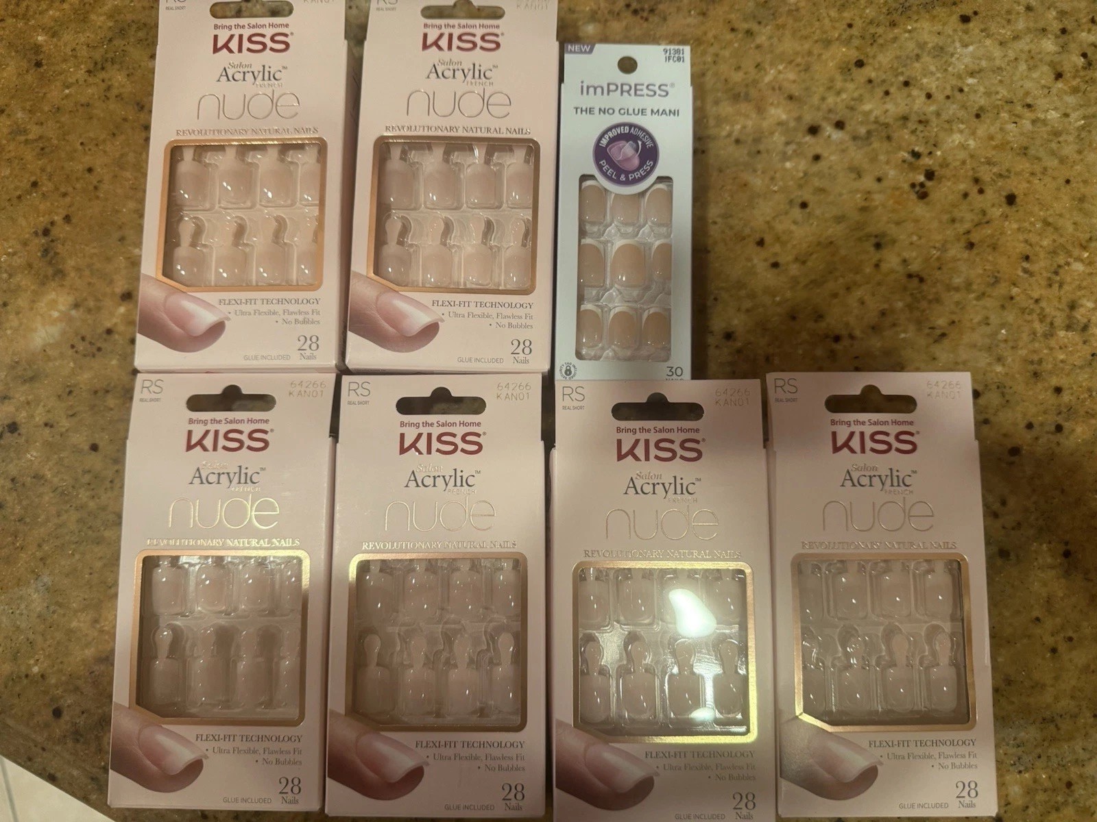 New NIB KISS Acrylic Nails Nude KAN01 RS Length Real Short NWT