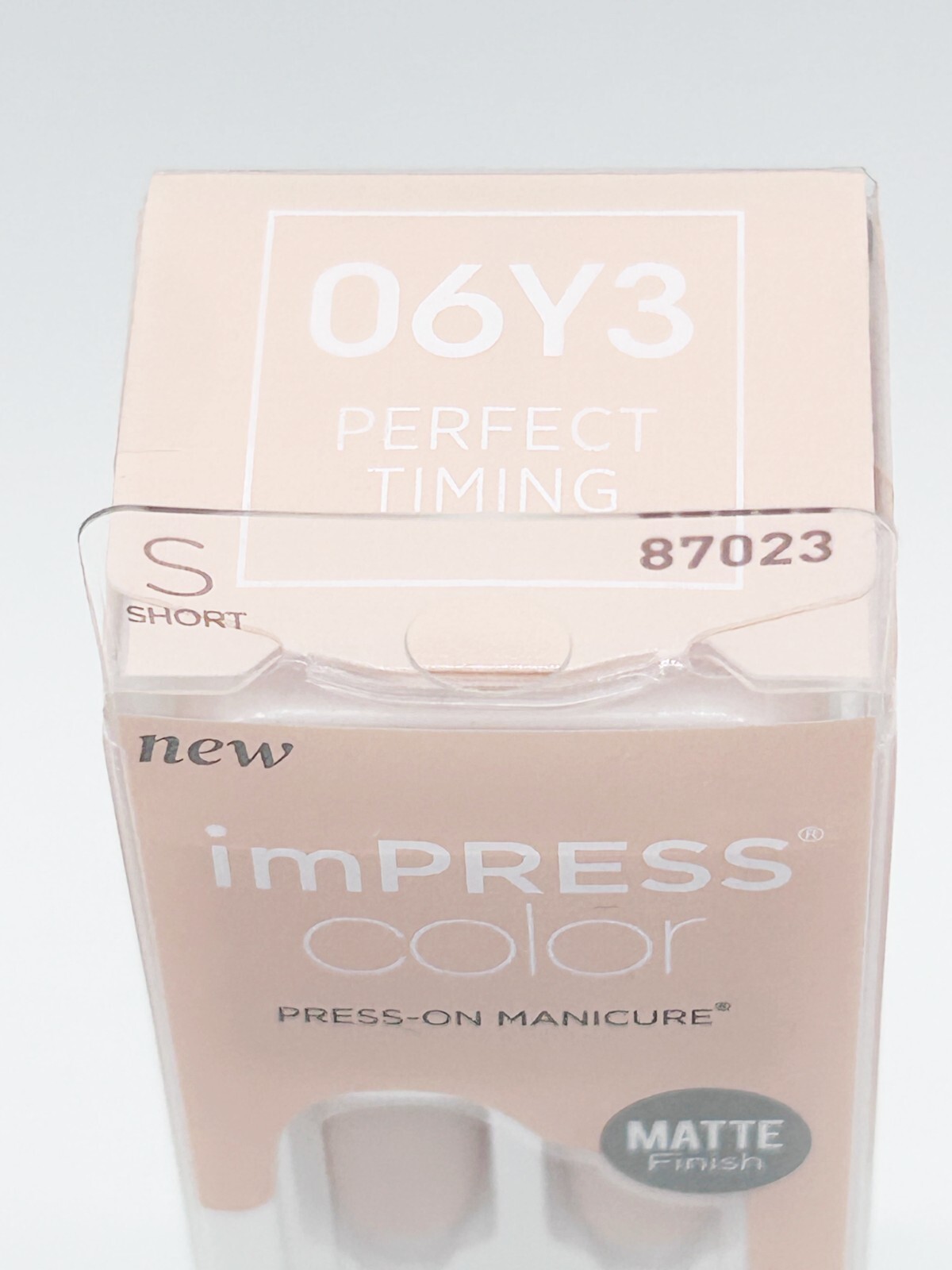 imPRESS Color Gel Press-On Nails Short, Matte Finish ‘Perfect Timing’ Pink 87023
