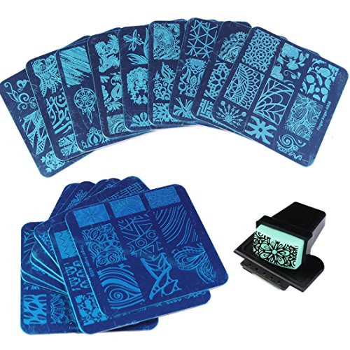 20 Pcs Mix Design Nail Stamping Template+1 Stamper + 1 Scraper Nail Art Image
