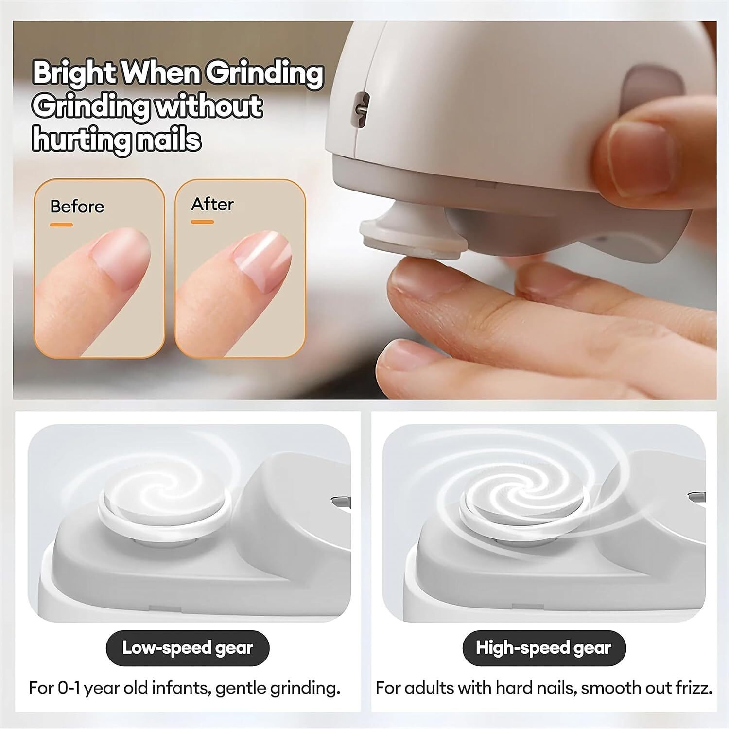 Electric Nail Clipper 2 in 1 Automatic Nail Trimmer Nail Polisher for Adults Kid