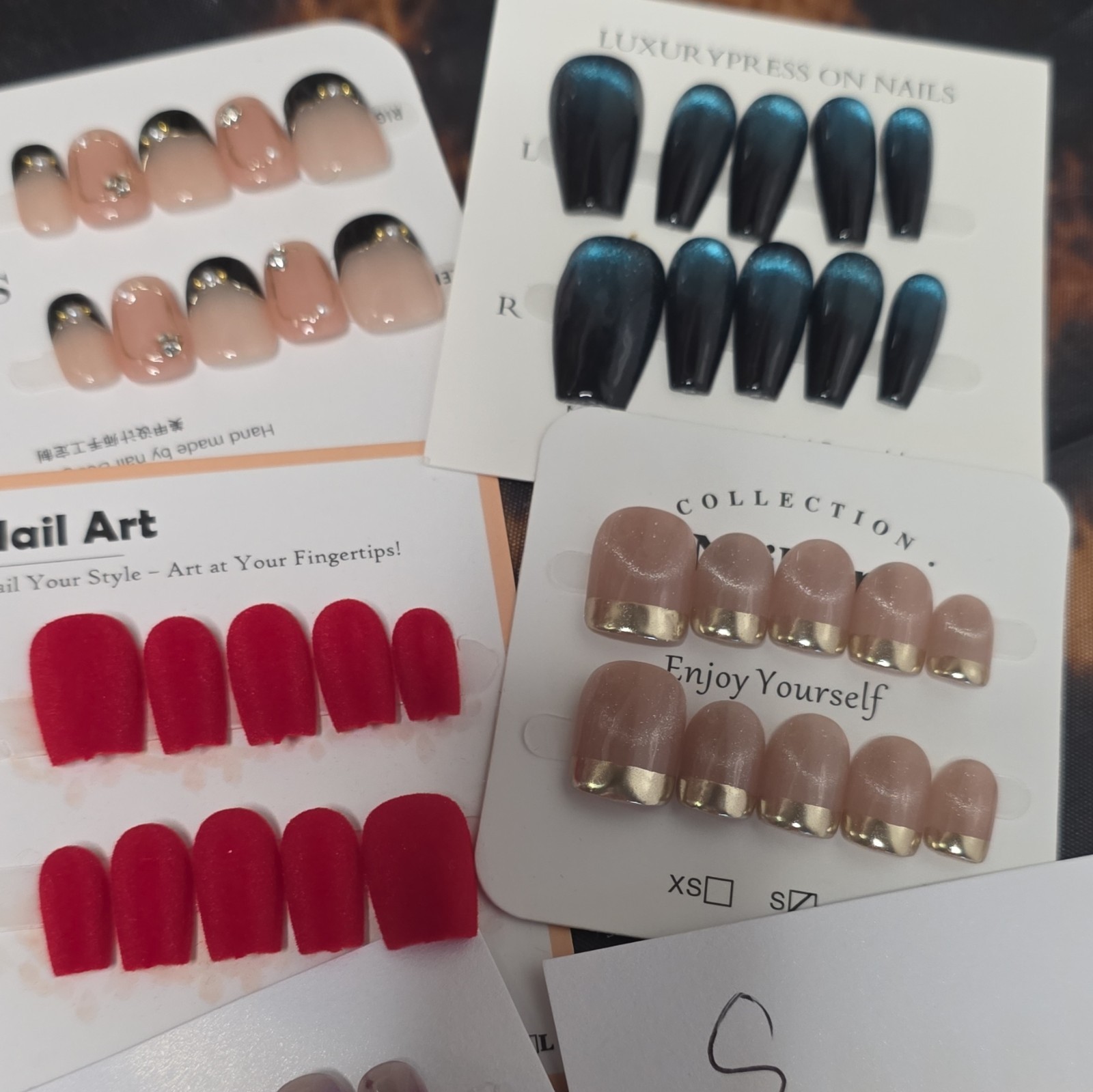 10 pair Lot- Size Small Nail Art Press-On Nails Set