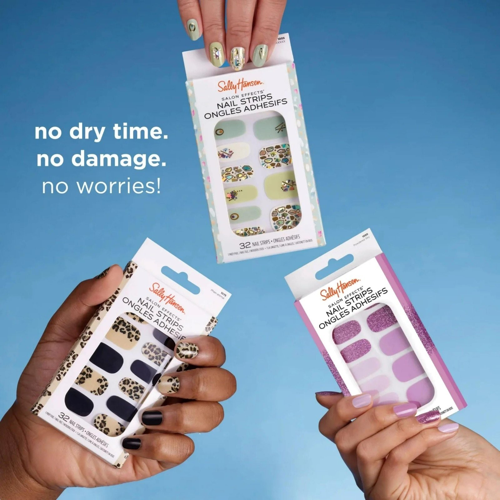 Sally Hansen Salon Effects, Powdered Sky​, Nail Strips, No UV Light Needed,…