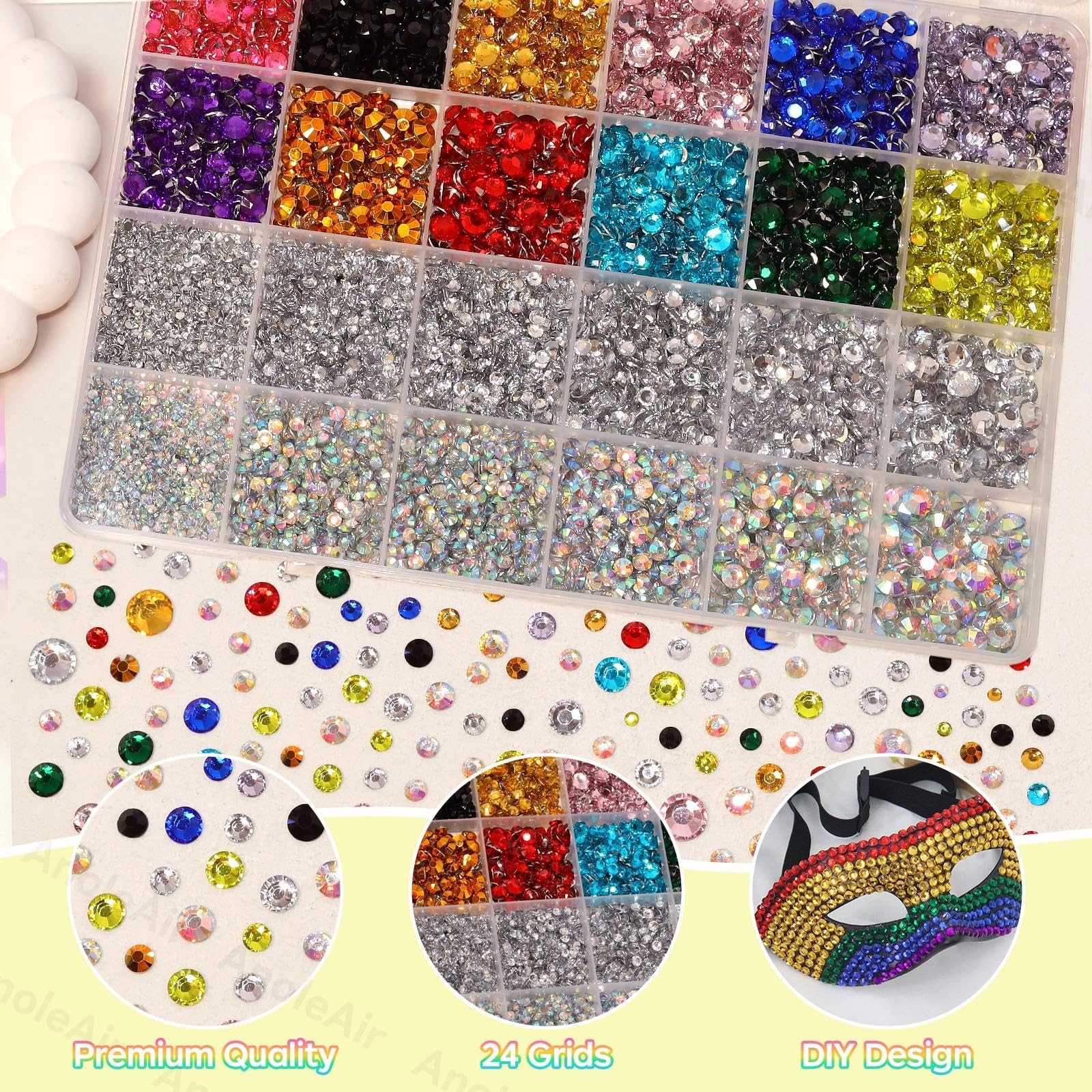 26000PCS Colorful Resin Flatback Rhinestones for Crafting, Resin Rhinestones …
