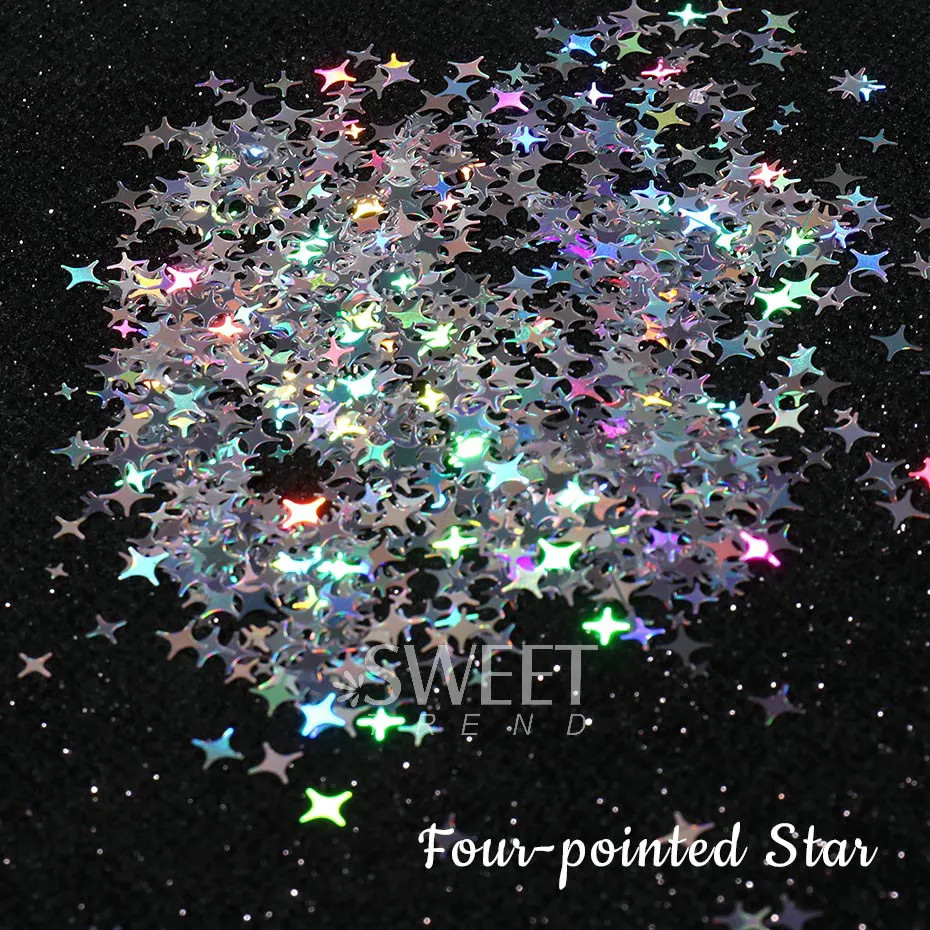 Holographic Star Four pointed Star Nail Paillettes Sparkly Laser Design Sequin
