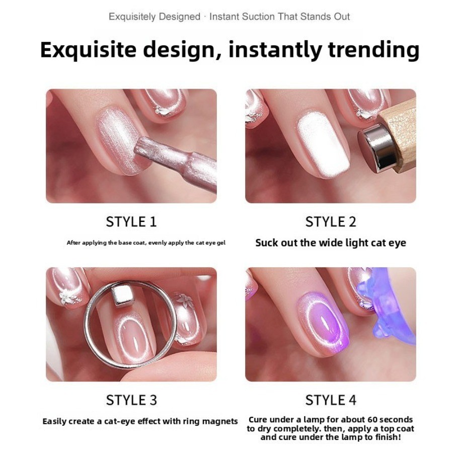 Double-head French Nail Art Magnet Set 3D Strong Cat Eye Magnet Nail Art Gel Pol