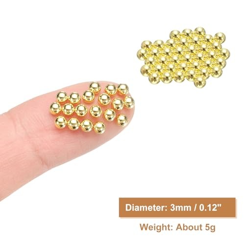 Nail Art Beads 0.12″ (3.0mm) Mini Metal 3D Caviar Nails Beads 3mm Gold Tone