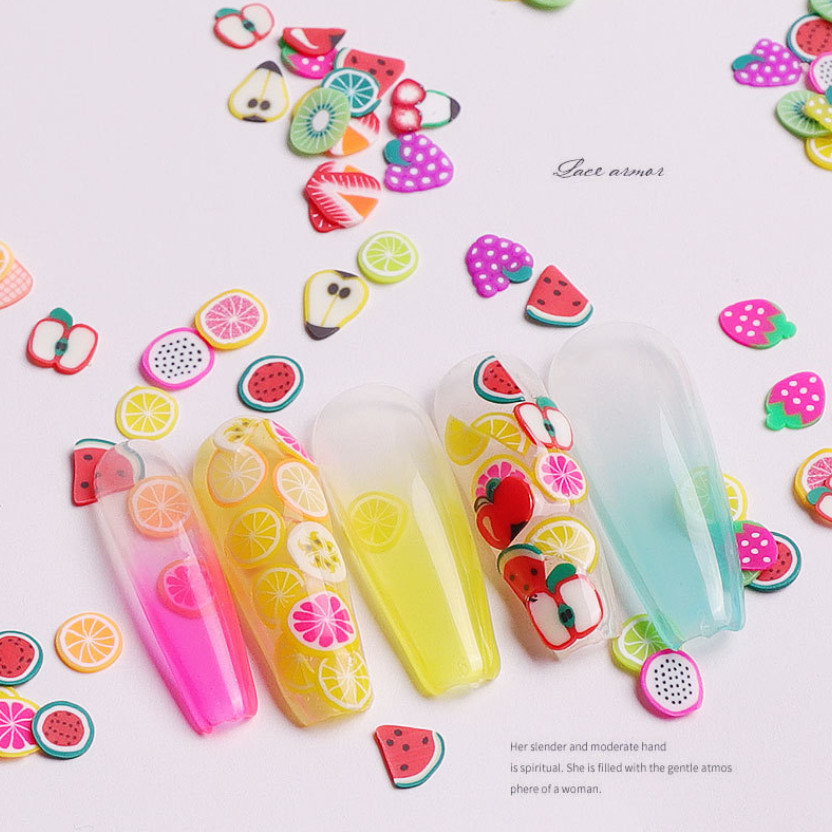 10g Polymer Clay Fimo Nail Art Fruit Decoration Nail Care No Hole Assorted