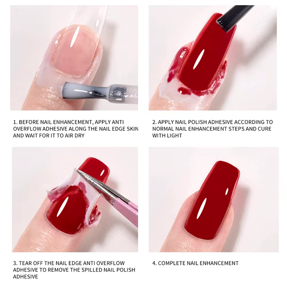 15Mlnail Peel off Liquid Anti-Overflow Glue Edge Latex Tape, Nail Milk Pad Peel