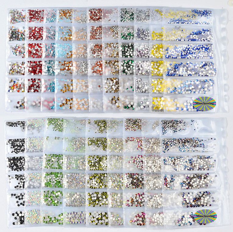 1304PCS 6Mix Size Crystal Flat Back Rhinestone Gem Nail Art Case Decoration DIY