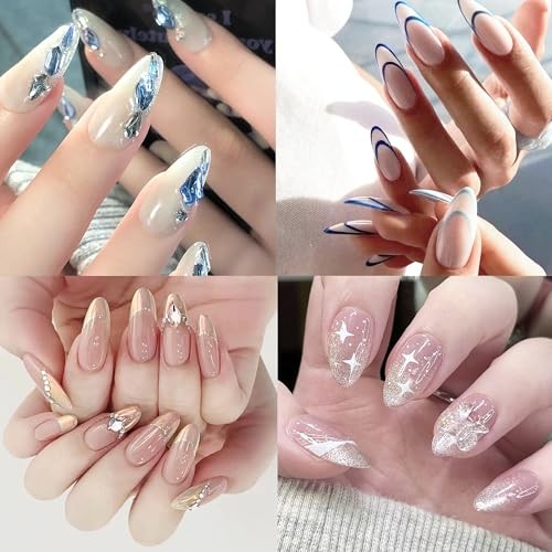 480PCS Nail Tips Clear False Nails Full Cover for Acrylic Almond&Square-480pcs