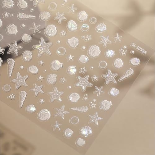 TiMi Summer Ocean Style 5D Embossed Dream Shell Starfish Jellyfish Beach Nail