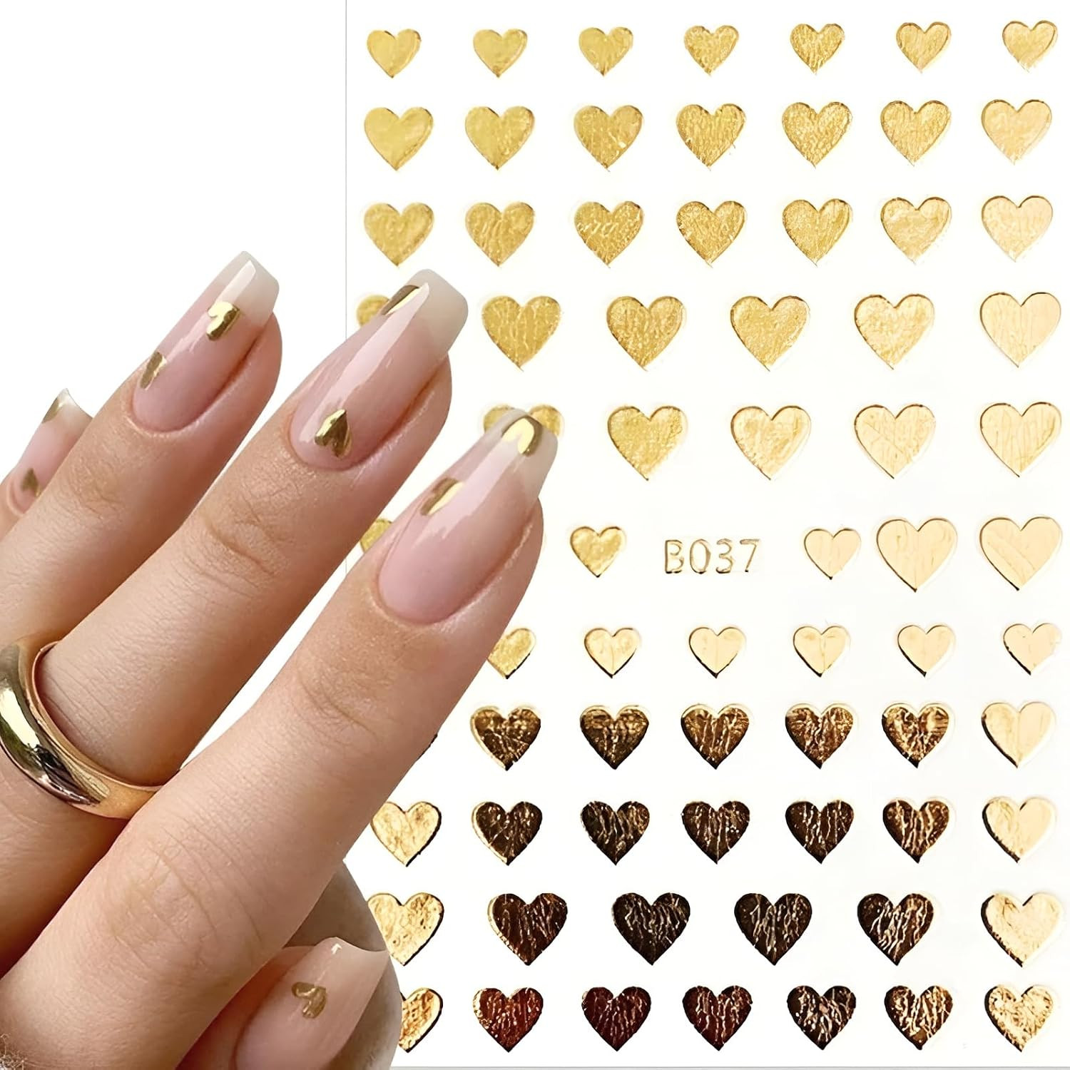 8 Sheets Valentine’S Day Nail Art Stickers Heart Nail Supplies 3D Self-Adhesive