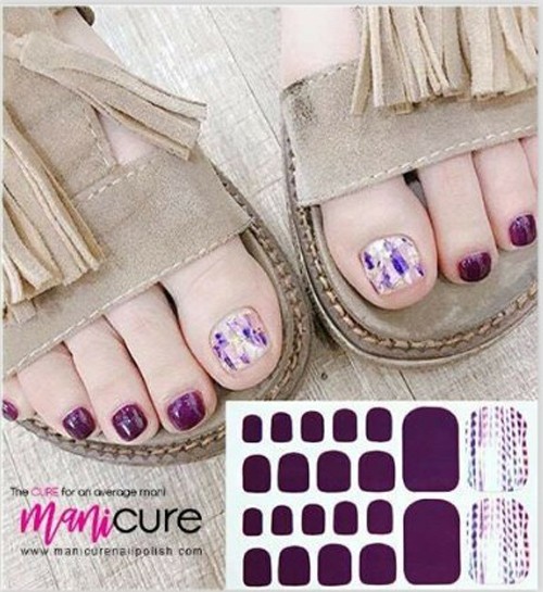 Purple design mixed pedi, PediCURE Real Nail Polish Strips