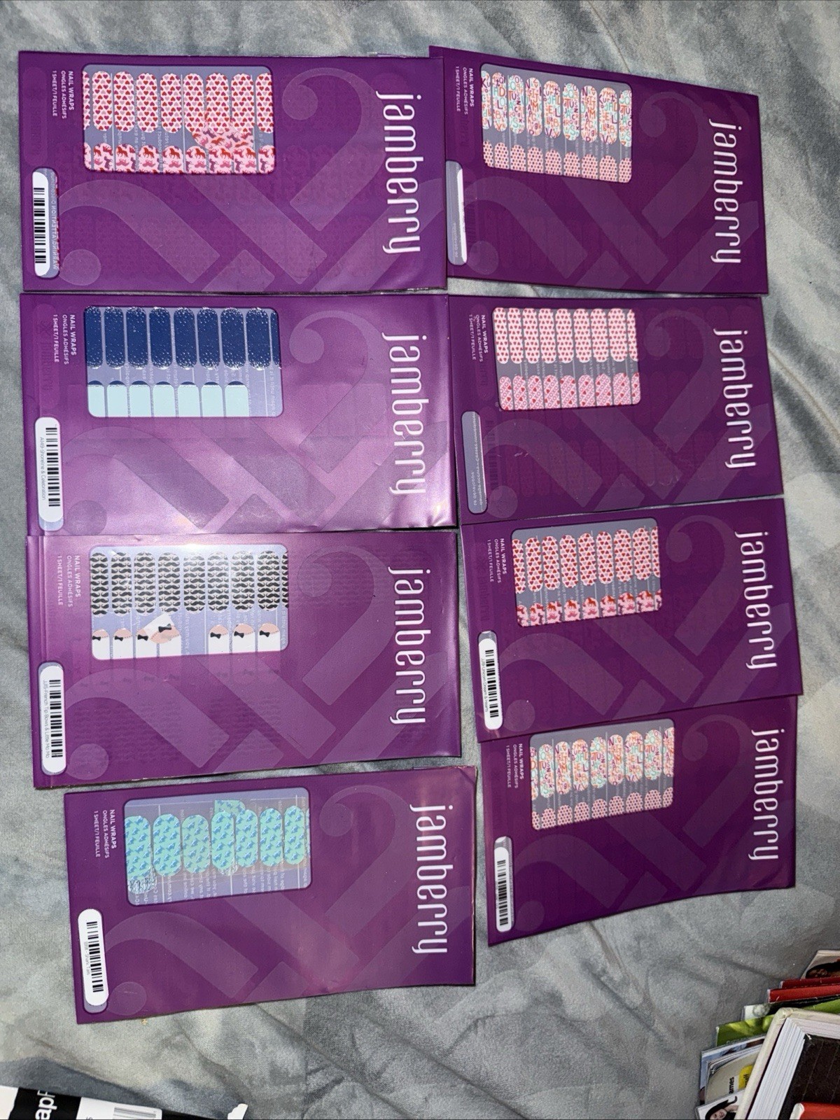 Jamberry Nail Wraps Full Sheet (21) & Some Sheets Used (18) Random Lot of 39