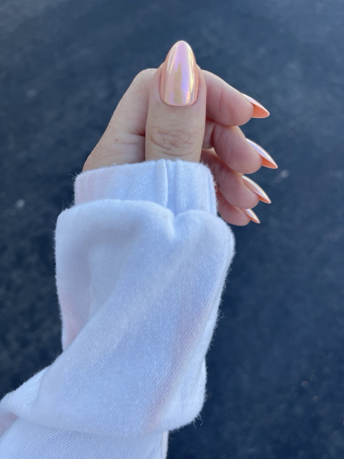 Red Aspen Press On Nails, Medium Almond, Peach Rings, Patrice