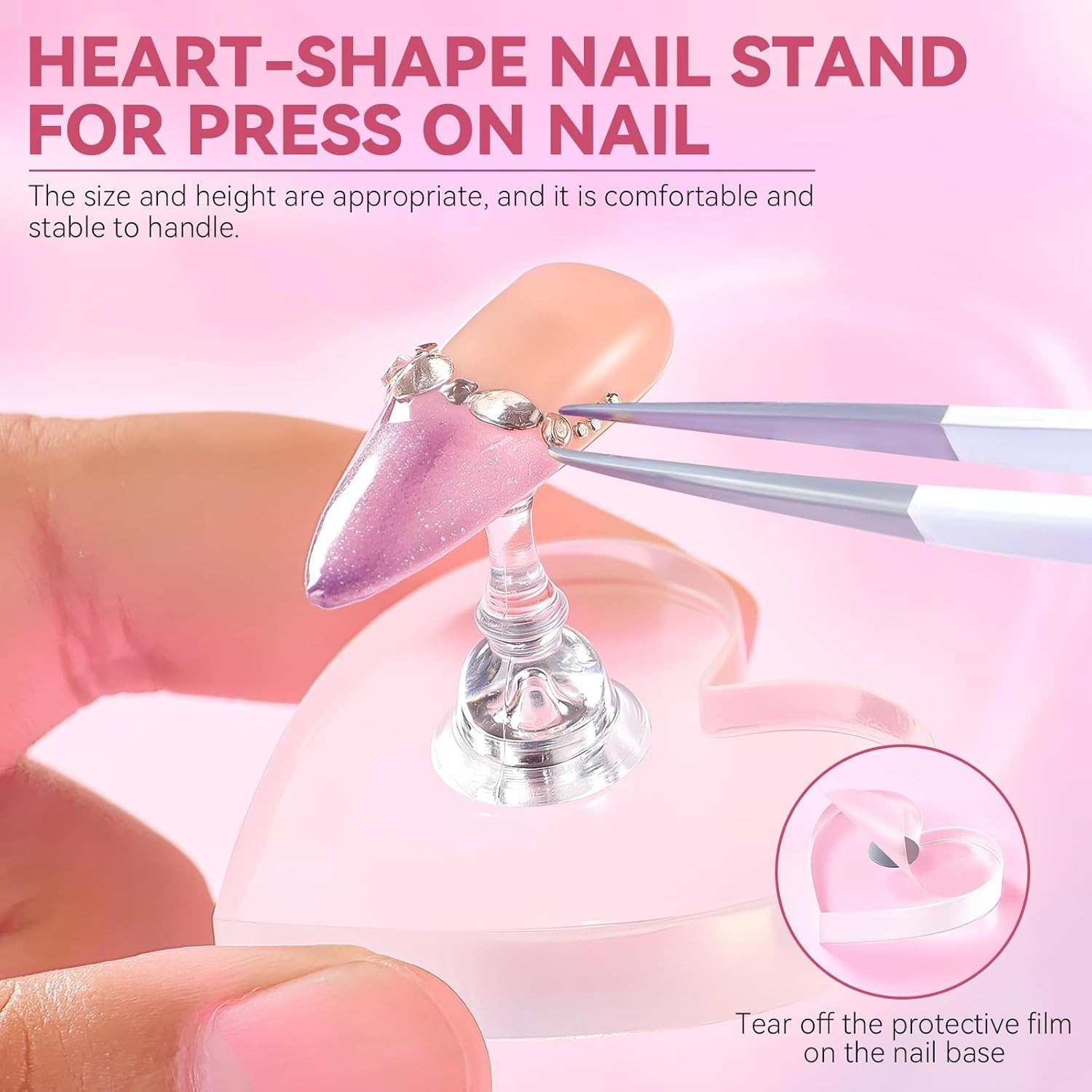 Nail Stand for Press On Nails Art Display Practice 2 Sets, 1 Heart Shaped Acryli