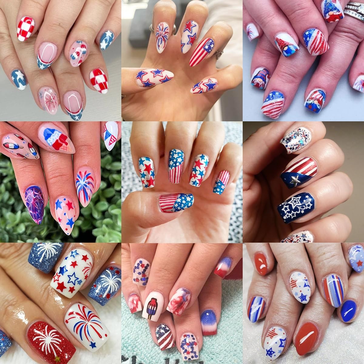 4th of July Independence Day 3D Self Adhesive Nail Stickers for Nail Art