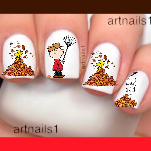 Snoopy Charlie Brown Nail Art Stickers Fall Holiday Decals Salon Nails Peanuts