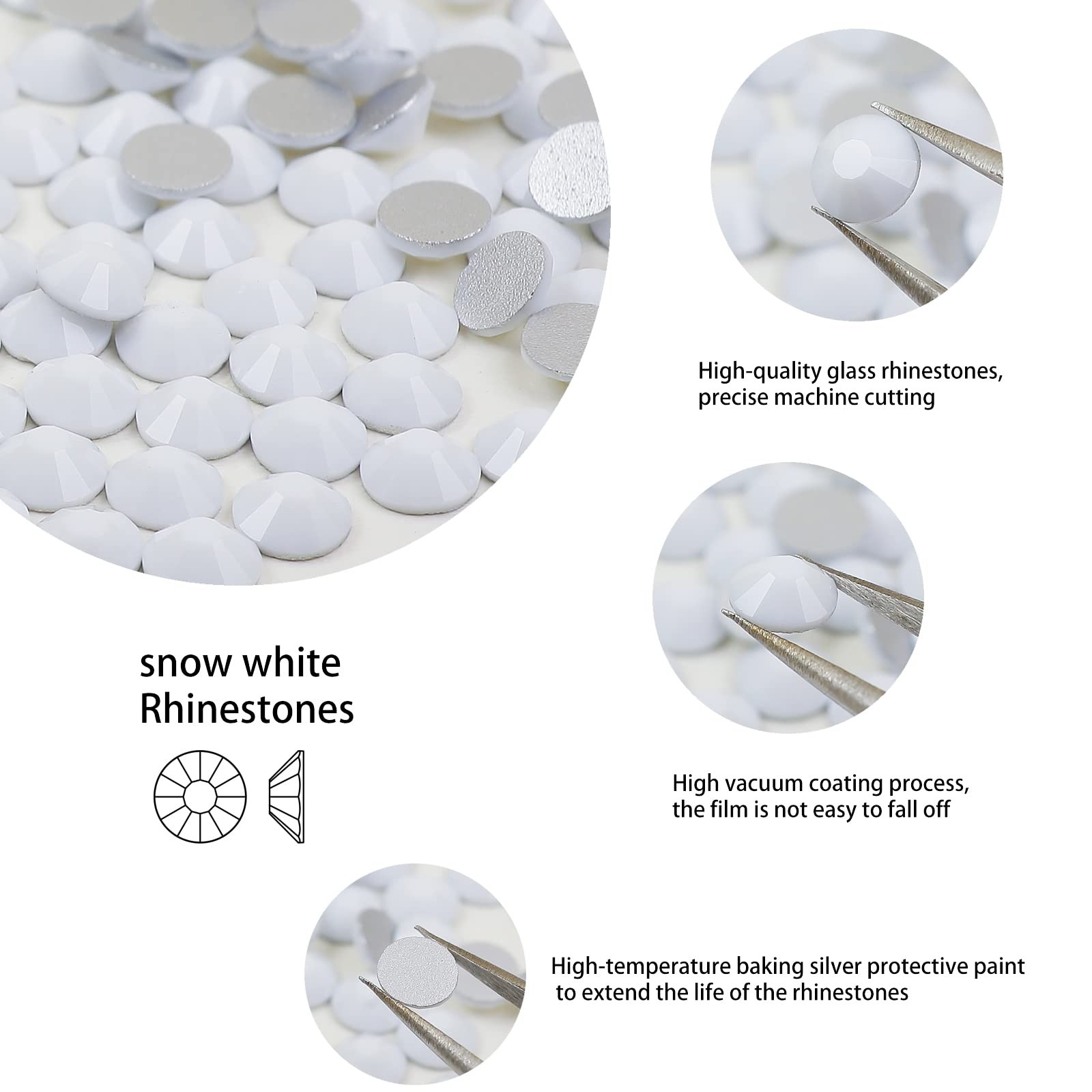 Genie Crystal ss20 1440 Pcs Solid Chalk White Flatback Rhinestones, 10 Gorss …