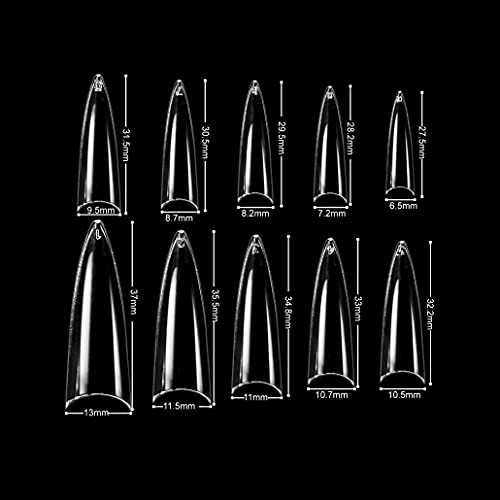 BeYou Clear Long Stiletto 500 Professional Nail Tips 28512 for Nail Salons
