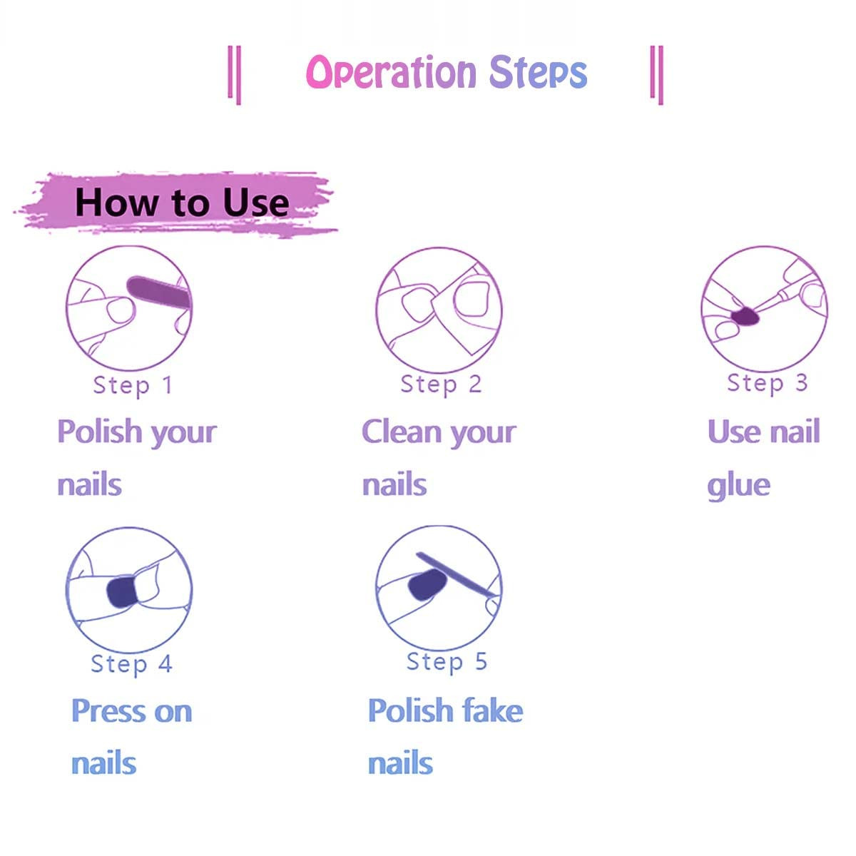 Purple and Gold Press on Nails Short Square Marble Medium Fake Nails | Gold Line