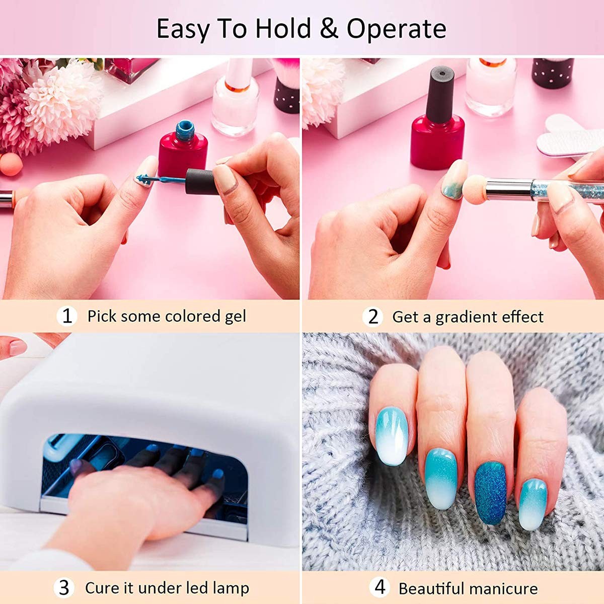 3 Pc Ombre Nail Brush Set Double Head Sponge Pen Nail Gradient Manicure Tools