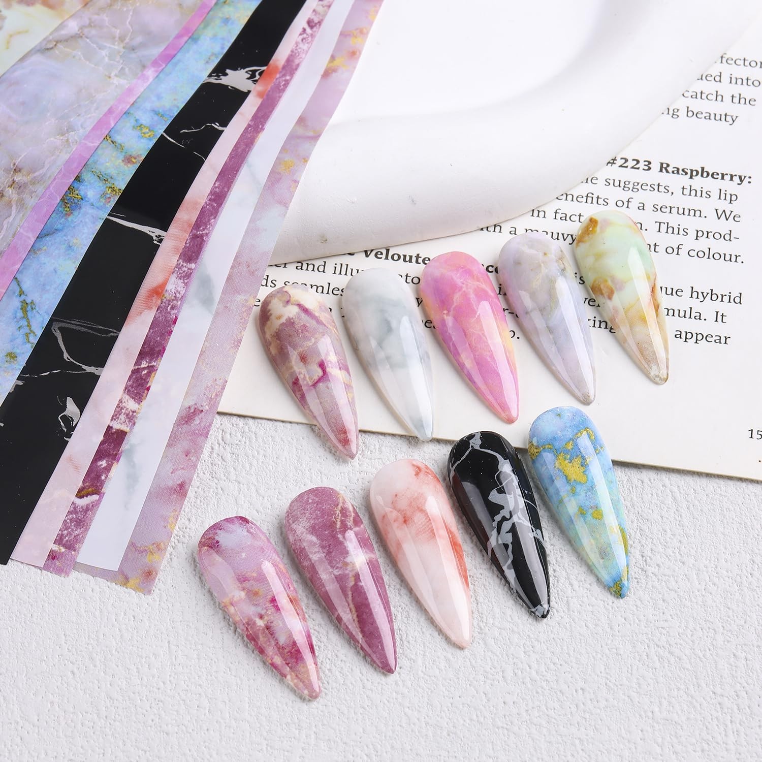 SUTOKAKA Pink Marble Nail Art Foil 10 Rolls
