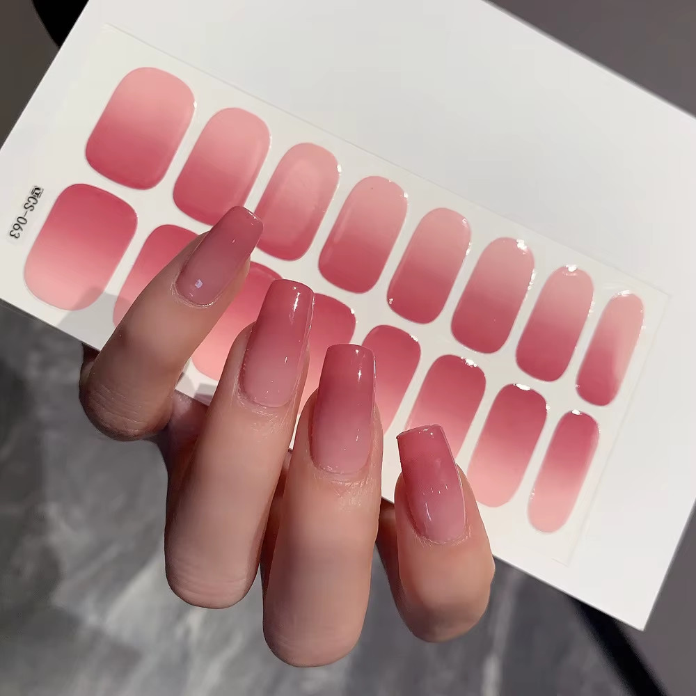 Semi-Cured Gel Nail Stickers Solid Color Nail Semi-Baked Tips Full Paste Nail De
