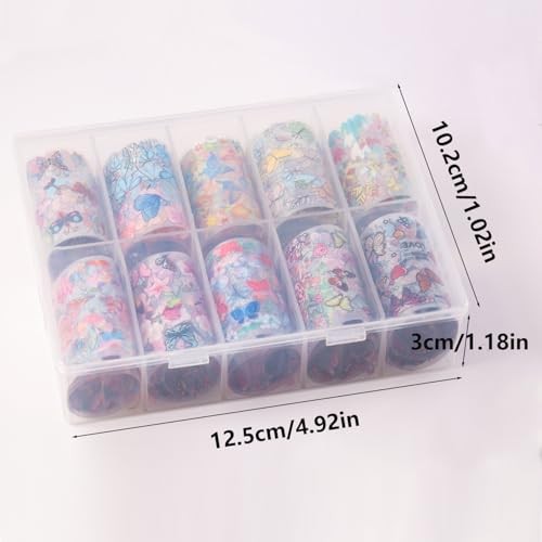 Butterfly Print Nail Art Foils Transfer Stickers 10Pcs Flowers Print Nail