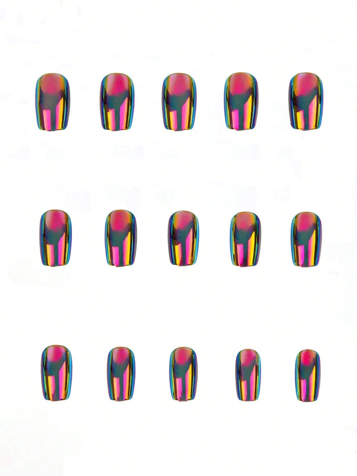 Chameleon Chrome Press On Nails Iridescent Holographic Fake Nails