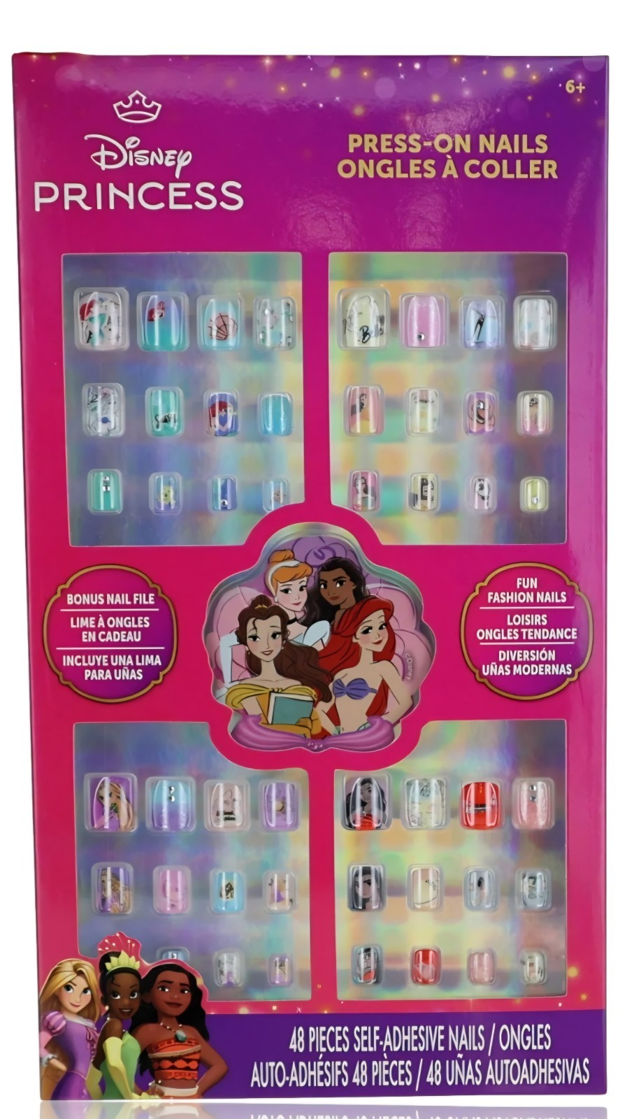 Disney Princess Press-On Nails 48pcs Self-Adhesive w/ Bonus Nail File