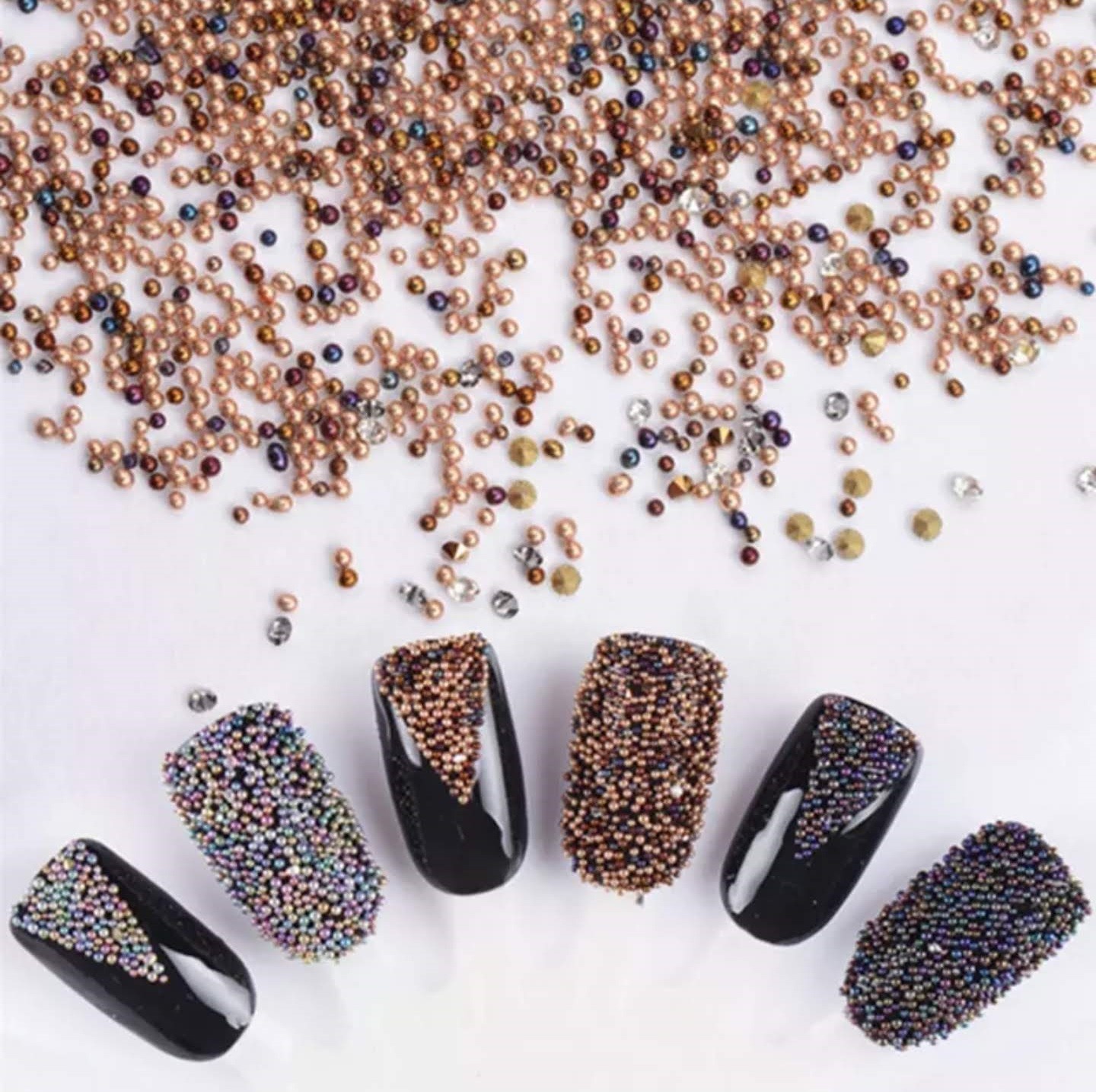 5g 3D Mixed Color Gold/Silver Micro Mini Glass Caviar Beads DIY Nail Art Decor