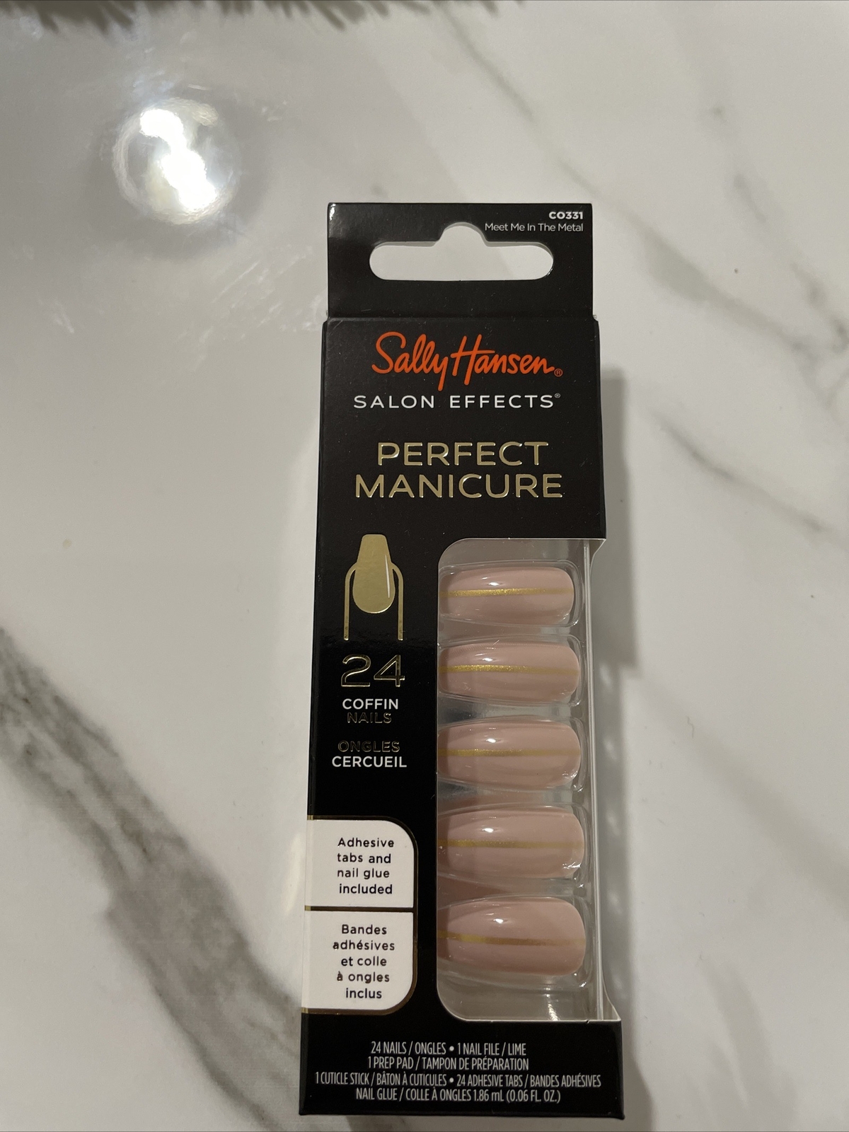 Sally Hansen Perfect Manicure Salon Effect, Meet Me in the Metal-24 Coffin Nails
