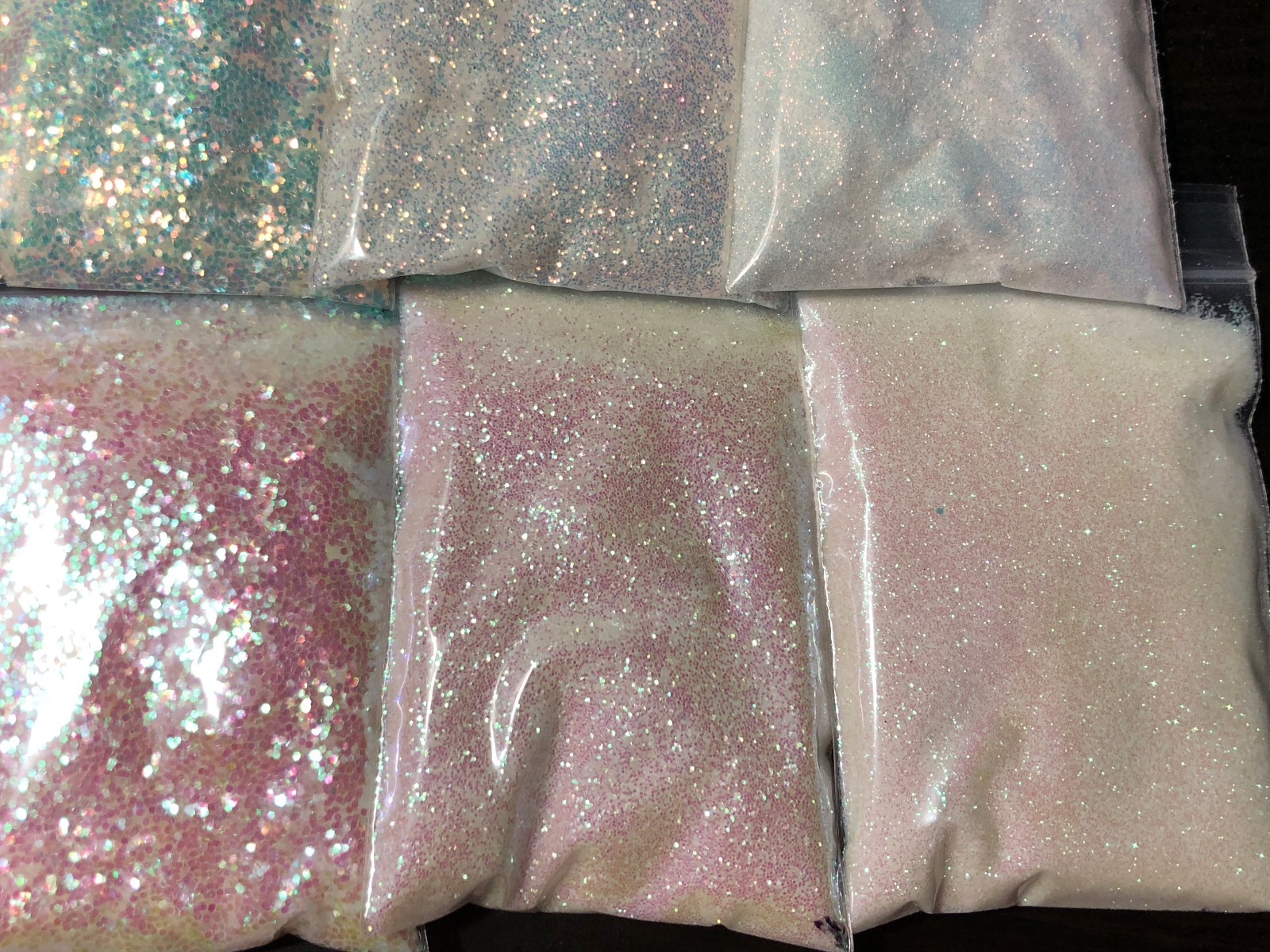 Iridescent White Glitter Hex Snow White pink blue sheen Nail Art US seller