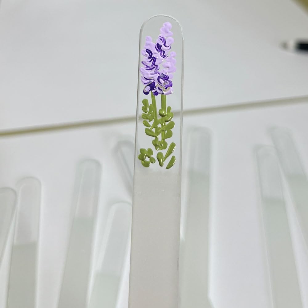 Hand-Painted Lavender Glass Nail File – Crystal for