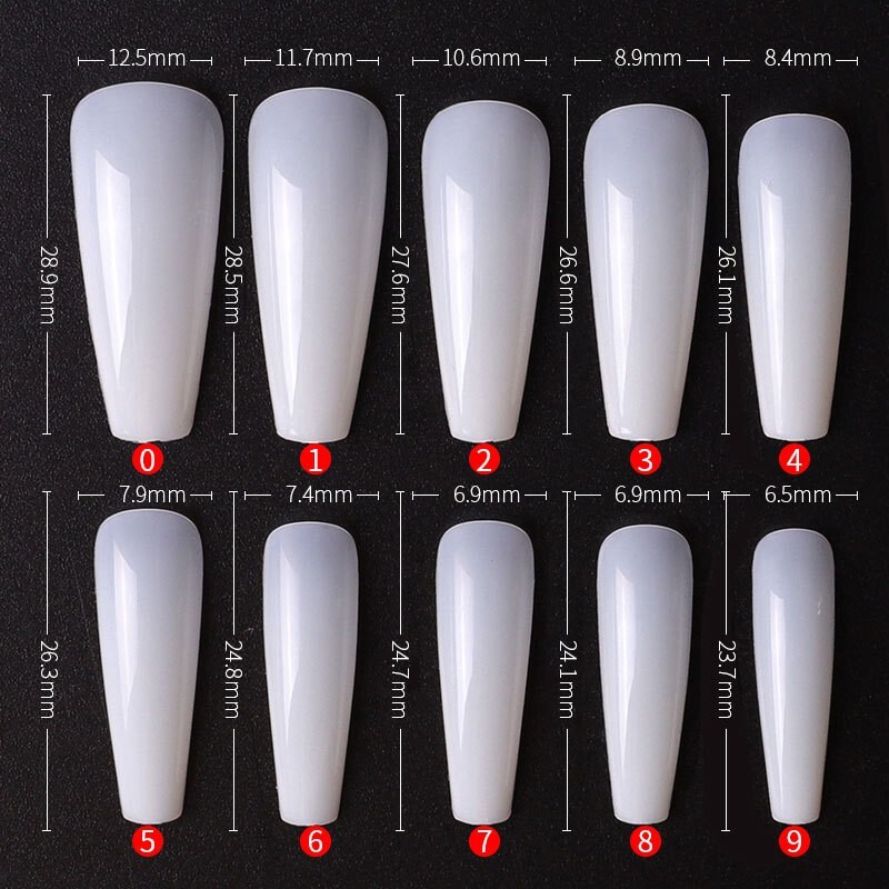500Pcs Long Coffin Ballerina False Nail Tips Full Cover Fake Nails Natural Color