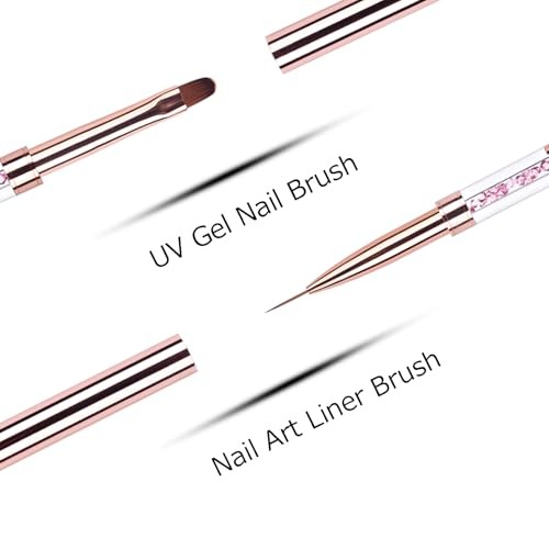 1Pcs Dual-ended Nail Design Brushes Rhinestone Handle Nail Art Liner Brush UV