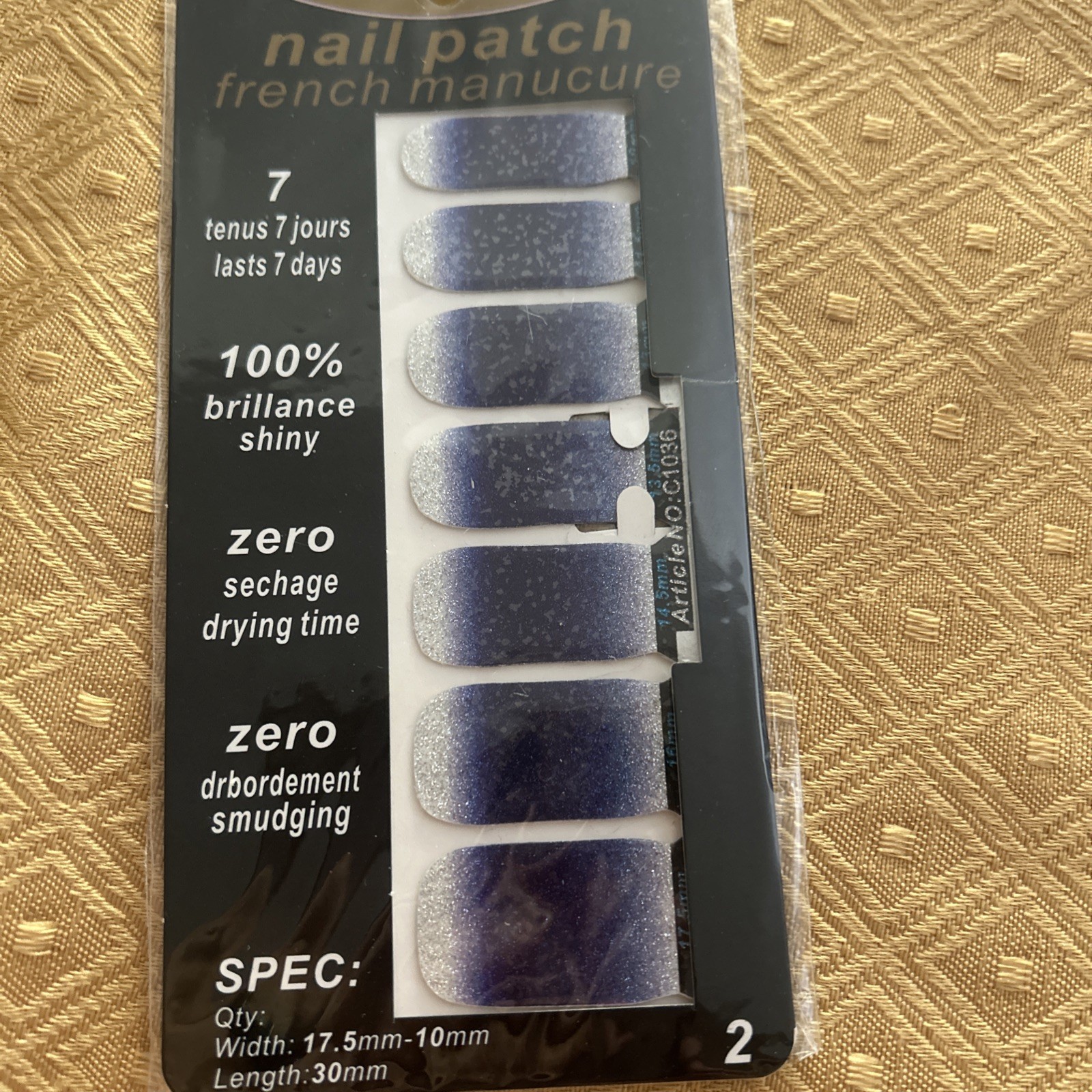 11 Pack Nail Patch French Manicure Stickers Glitter Nail Polish Strips