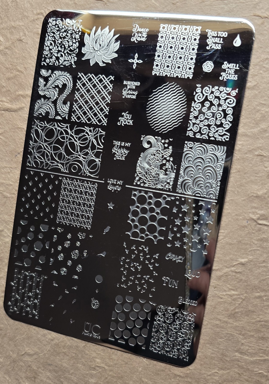 UBER CHIC UC 12-03 Nail Stamp Plate UberChic Floral Geometric Love Dance Swirl