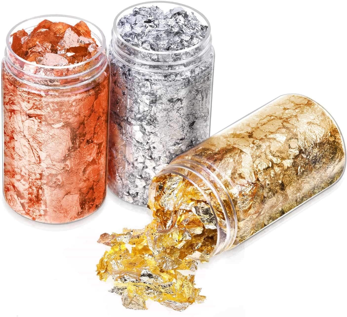 Luxury Metallic Gold Foil Flakes Kit for Crafting – Gold, Silver, Copper