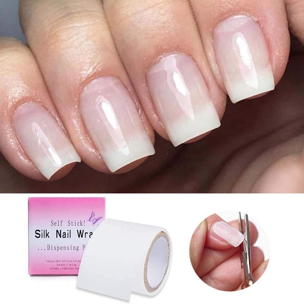 1 Roll Nail Repair Fiberglass Silk Wrap Self 1.2×39.4 Inch (Pack of 1), clear