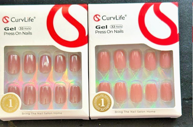 CurvLife Gel Press On Nails Lot of 2 Rose and Coral Shades New Unopened
