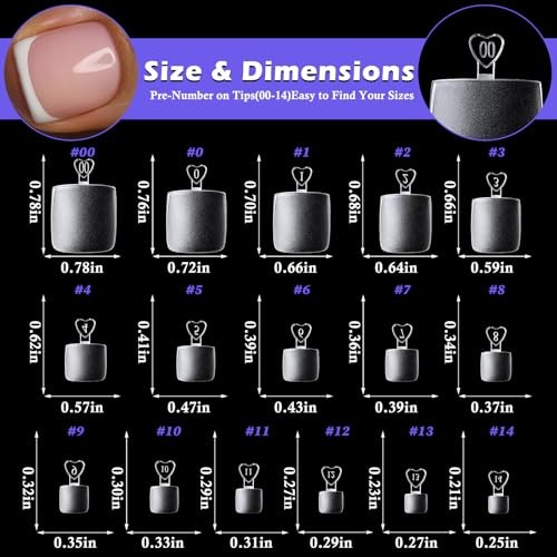 320pc Fake Tip Soft Gel Toe Nail Tips Clear Press on Short Square Toenails