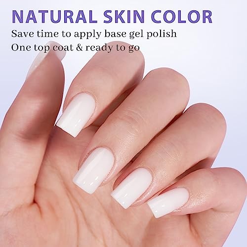 Square Gel Nail Tips Short – Pre Colored Milky White Soft Gel Nail Tips,
