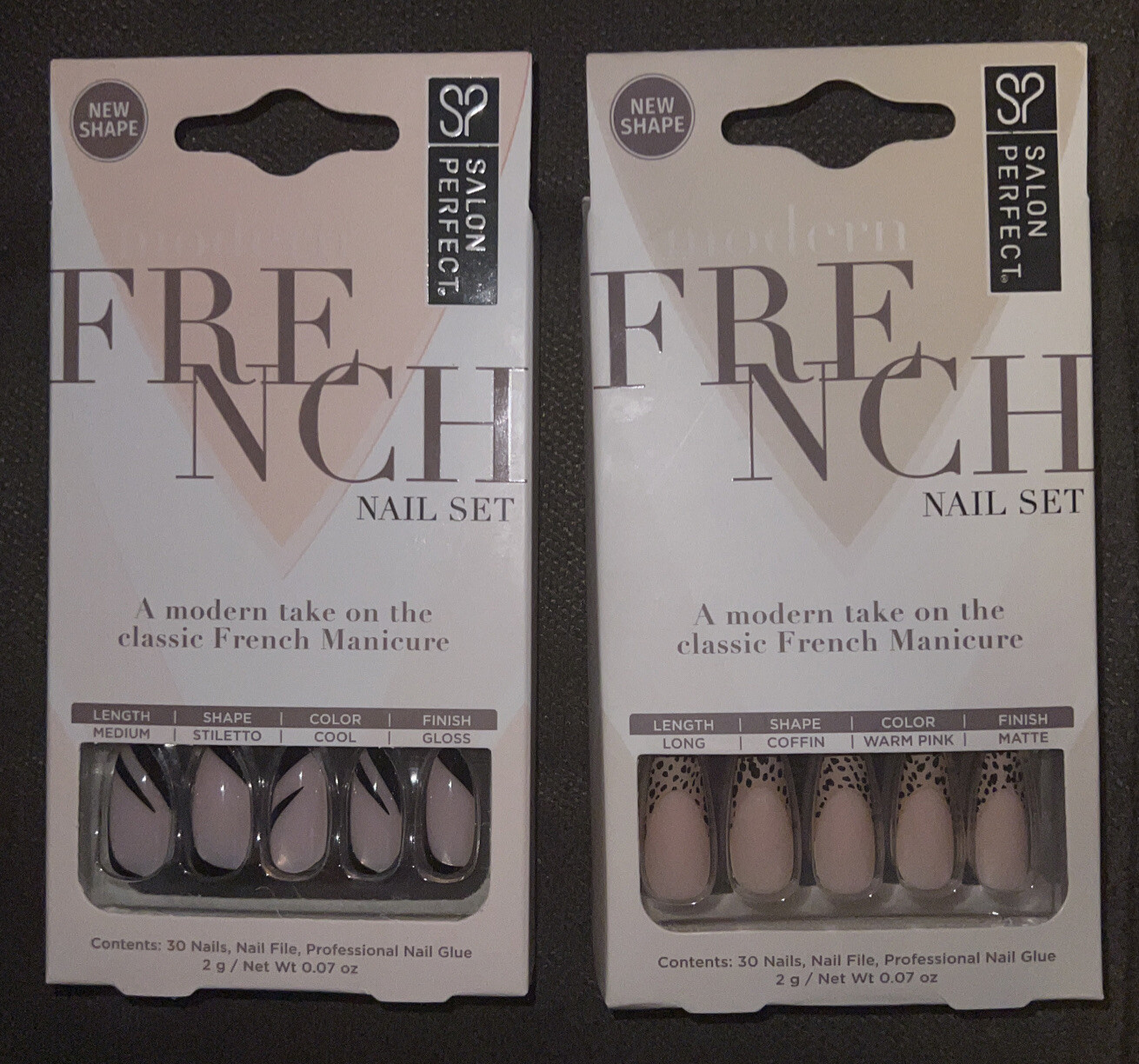 Lot Of 2 Salon Perfect’s Modern French Cheetah & Black Swirl Nail Sets💅{30Each}